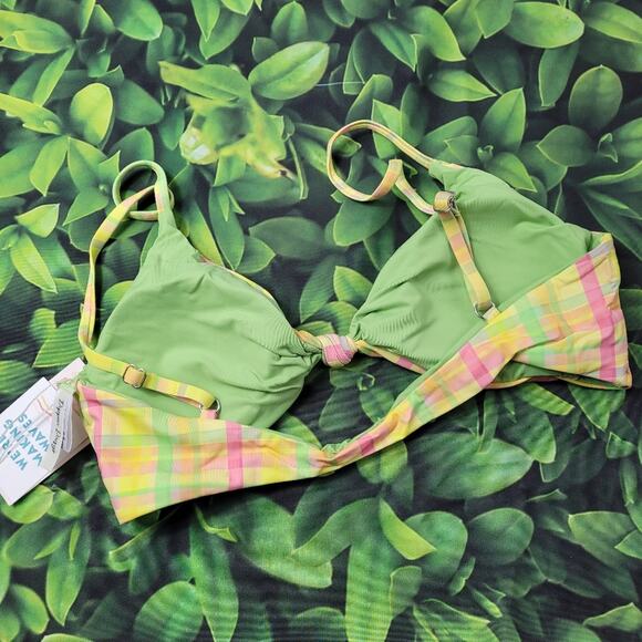 NWT Dippin' Daisy's Zen Knot Front Plaid Bikini Top sz Large might be Reversible - Picture 5 of 11
